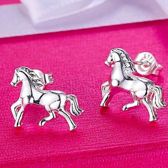 Sterling Silver Horse Necklace Earrings Set HorseBit, Snaffle, D Ring Charm - Picture 9 of 11